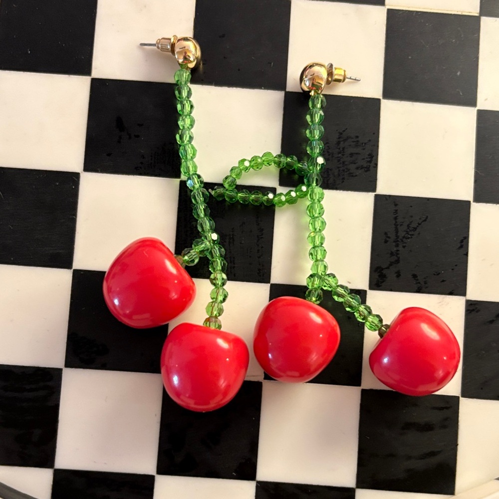 Red Cherry Beaded Earrings